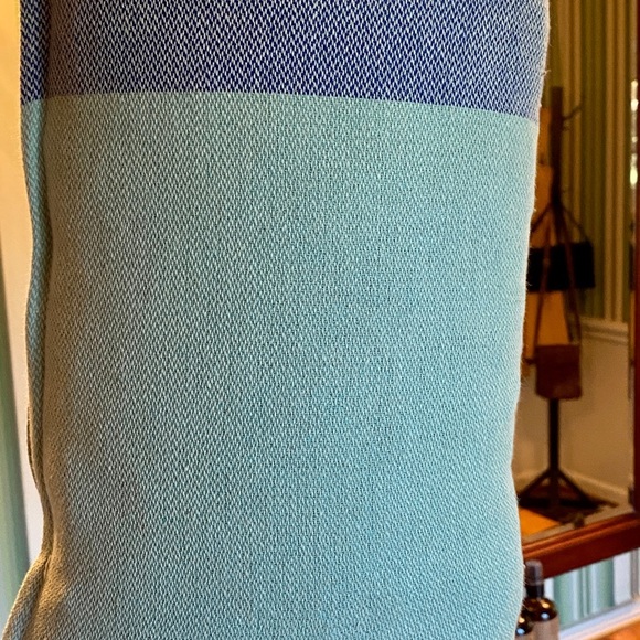 Organic Cotton Throw Blanket Water Green Black Minimal Stripe Boho Coastal Set 2 - Picture 6 of 9